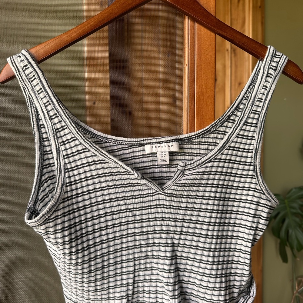 Topshop Black and White Striped Tank Top